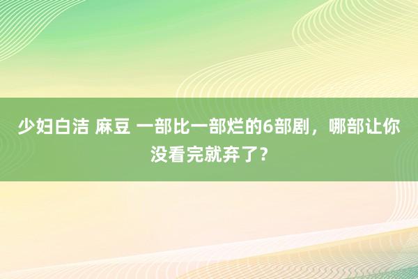 少妇白洁 麻豆 一部比一部烂的6部剧，哪部让你没看完就弃了？