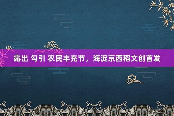 露出 勾引 农民丰充节，海淀京西稻文创首发