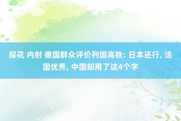 探花 内射 德国群众评价列国高铁: 日本还行， 法国优秀， 中国却用了这4个字