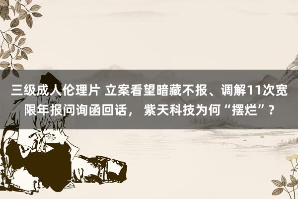 三级成人伦理片 立案看望暗藏不报、调解11次宽限年报问询函回话， 紫天科技为何“摆烂”？