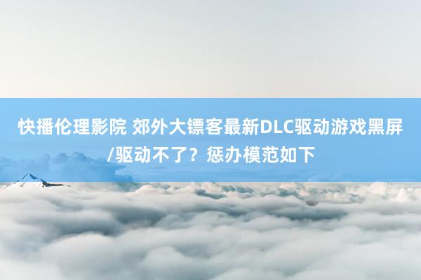 快播伦理影院 郊外大镖客最新DLC驱动游戏黑屏/驱动不了？惩办模范如下