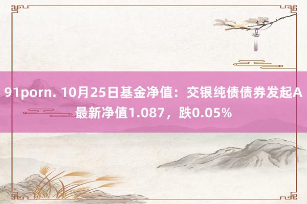 91porn. 10月25日基金净值：交银纯债债券发起A最新净值1.087，跌0.05%