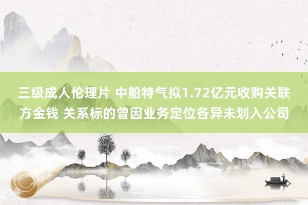 三级成人伦理片 中船特气拟1.72亿元收购关联方金钱 关系标的曾因业务定位各异未划入公司