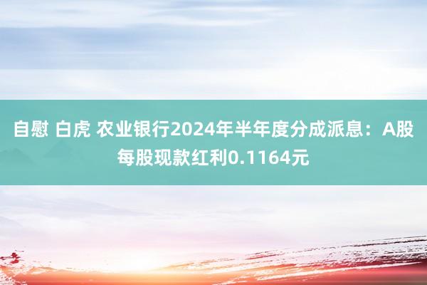 自慰 白虎 农业银行2024年半年度分成派息：A股每股现款红利0.1164元