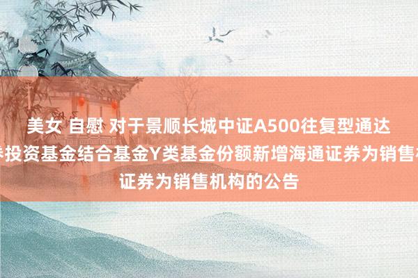 美女 自慰 对于景顺长城中证A500往复型通达式指数证券投资基金结合基金Y类基金份额新增海通证券为销售机构的公告